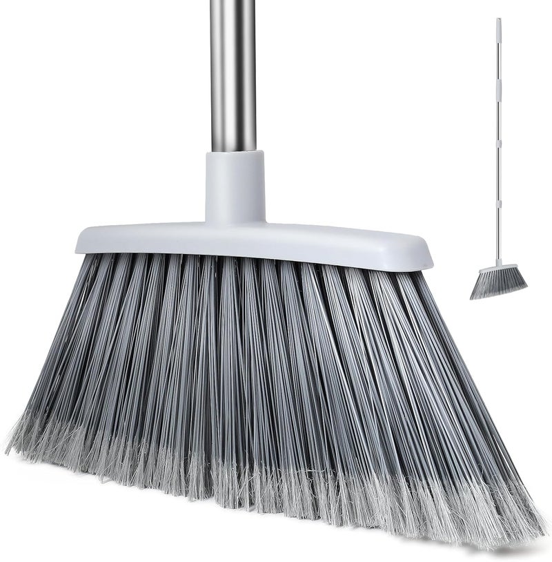 QCFOLY Broom, Outdoor Brooms for Sweeping Indoor, Adjustable 55" Pet Hair Removal Heavy Duty Broom for Floors Home Kitchen Garage Commercial Patio Industrial Snow (Pack of 1) - Image 1